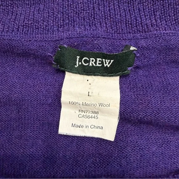 J.Crew 100% Merino Wool Lightweight 3/4 Sleeve Sweater Women’s Large Purple - Picture 2 of 9